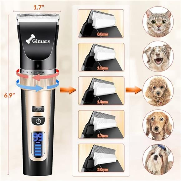 2in1 Cordless 3-Speed Dog Clippers with Small Paw Trimmer Blade, Low Noise Quiet - Picture 6 of 6
